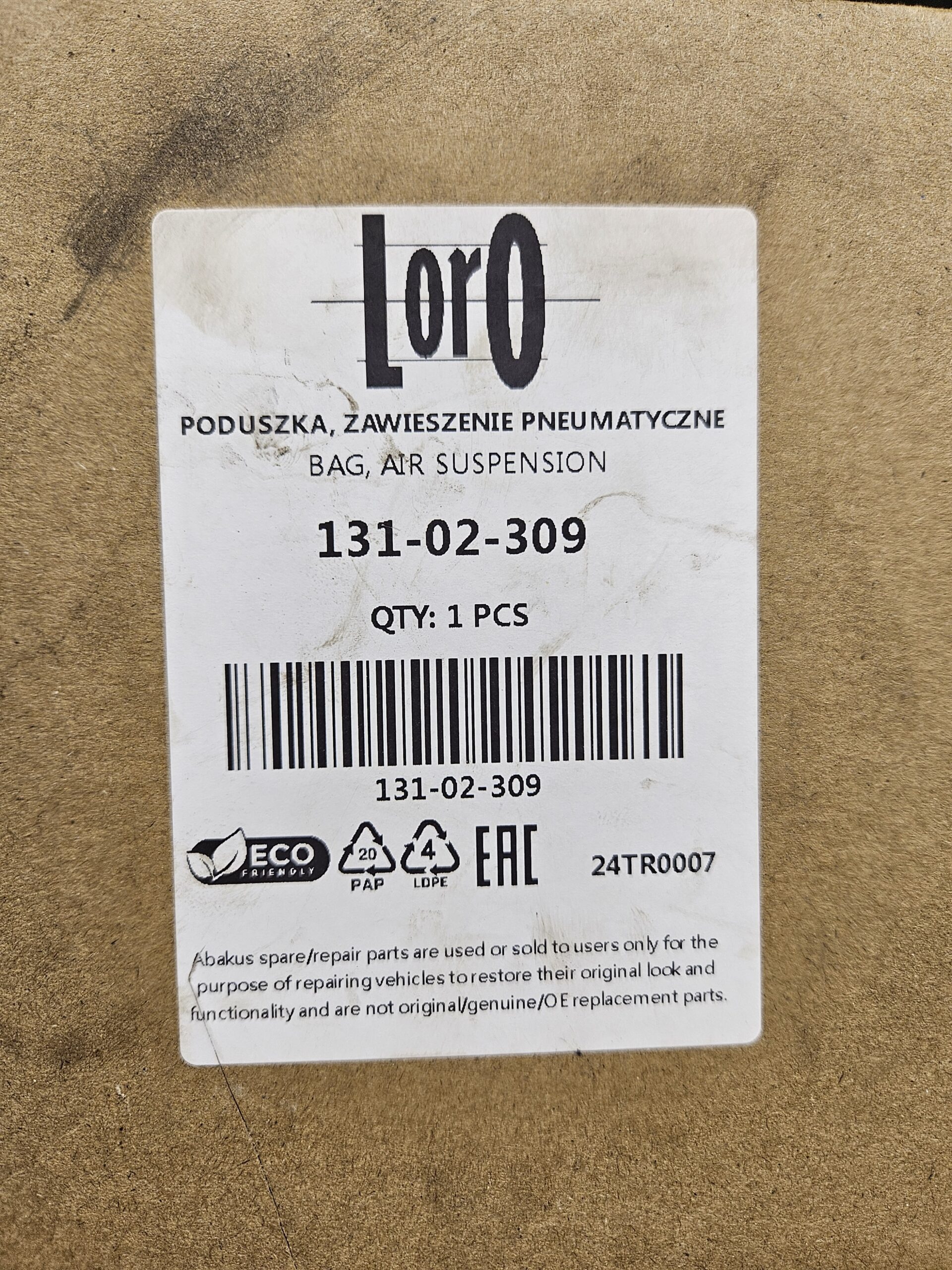 Mercedes-Benz CLS õhkvedru taga, vasak 131-02-309